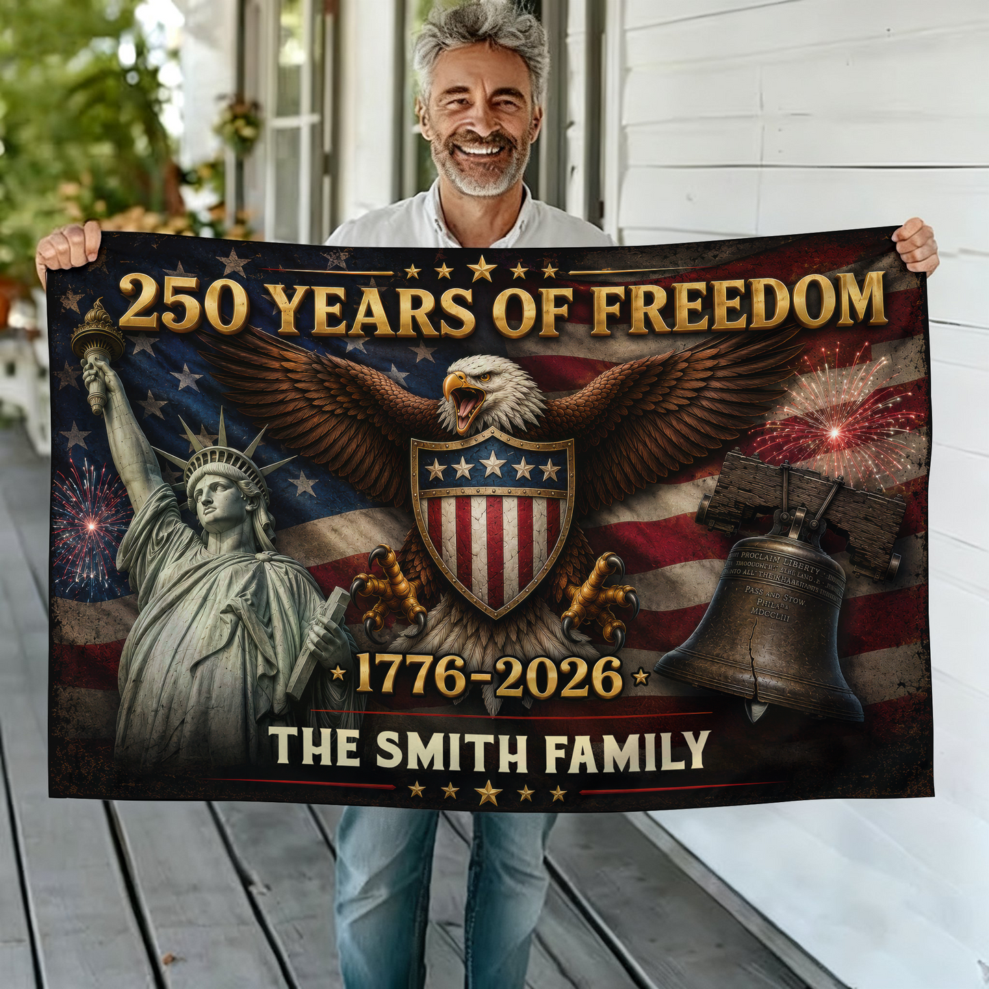 250 Years Of Freedom Flag - Semiquincentennial Eagle Flag - Personalized House Flag