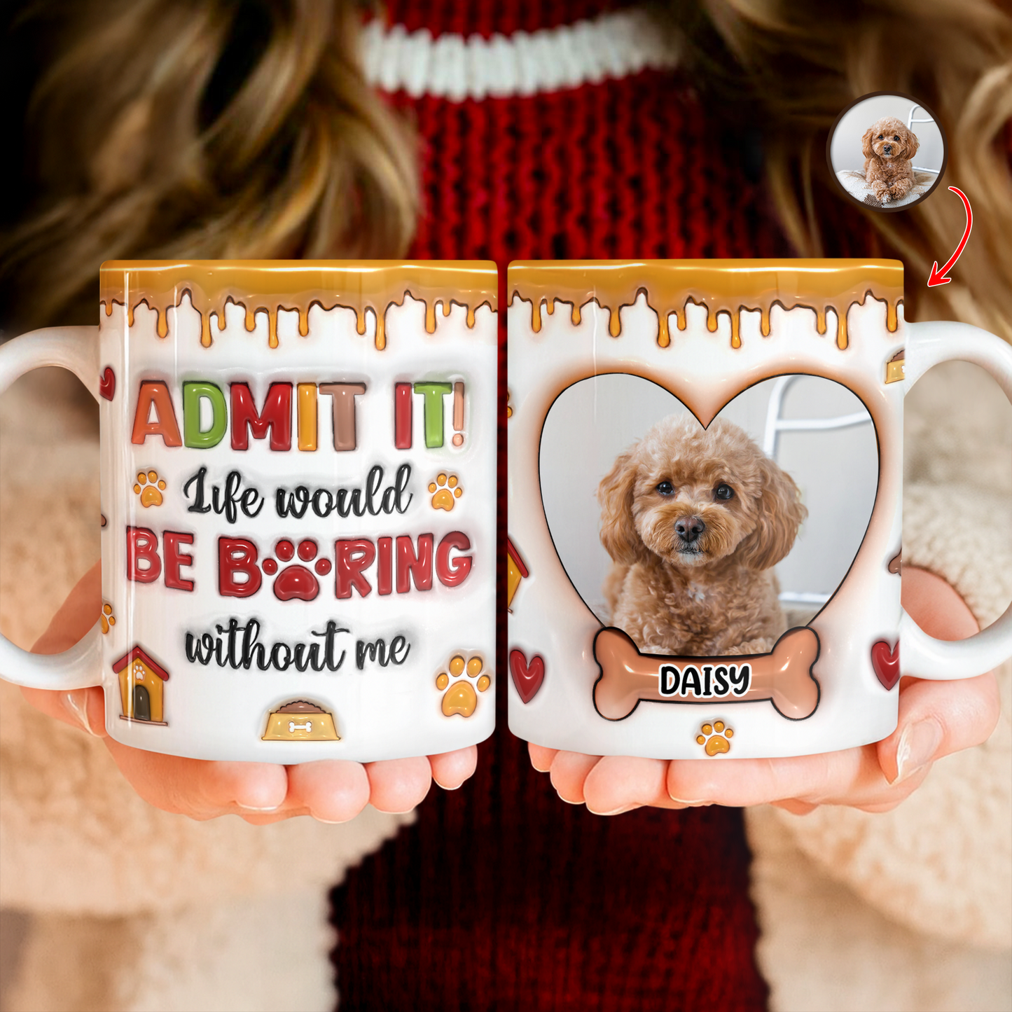Funny Custom Photo Mug For Pet Lover - Personalized Custom Coffee Mug - 3D Effect