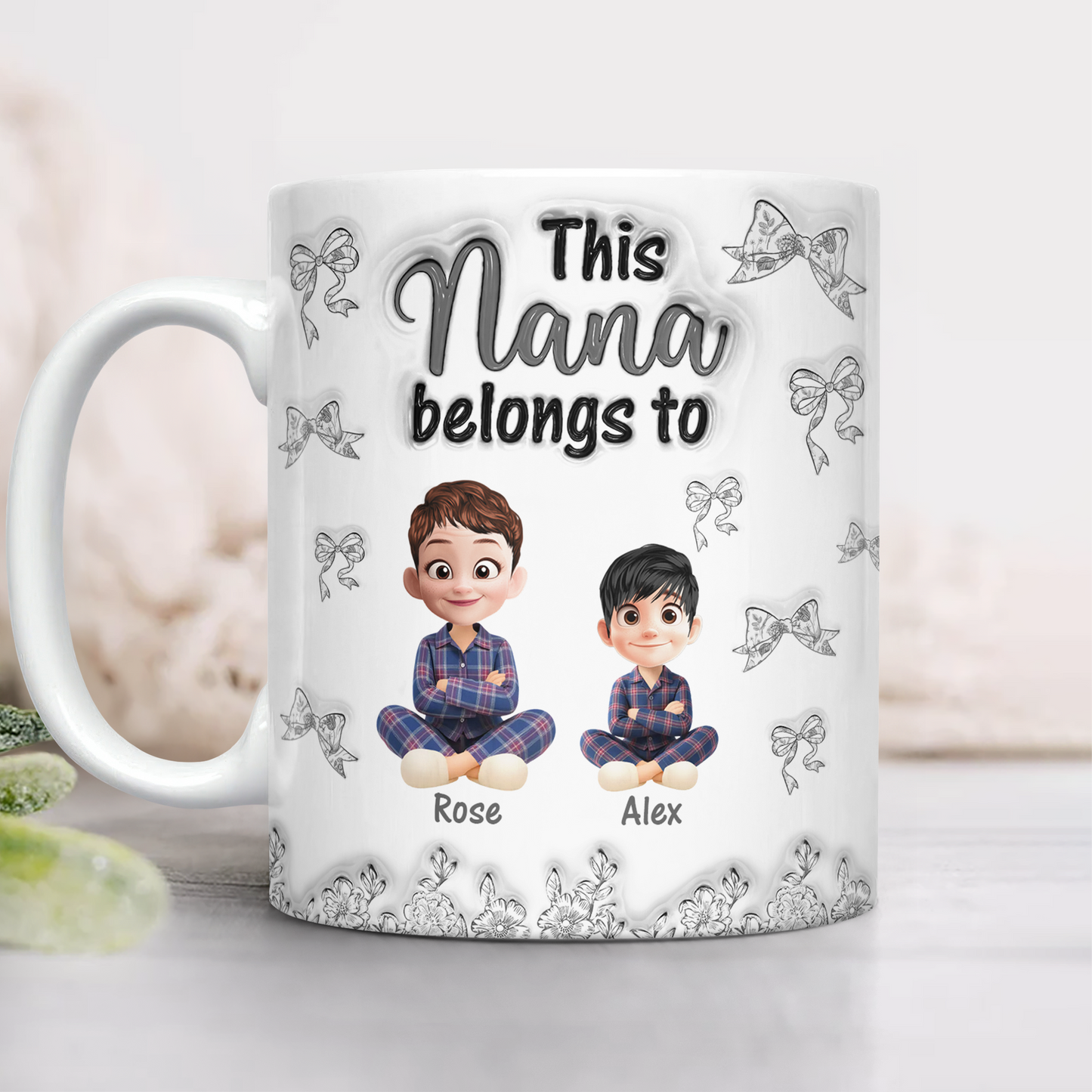 This Grandma Belongs To - Personalized Custom Coffee Mug - 3D Effect