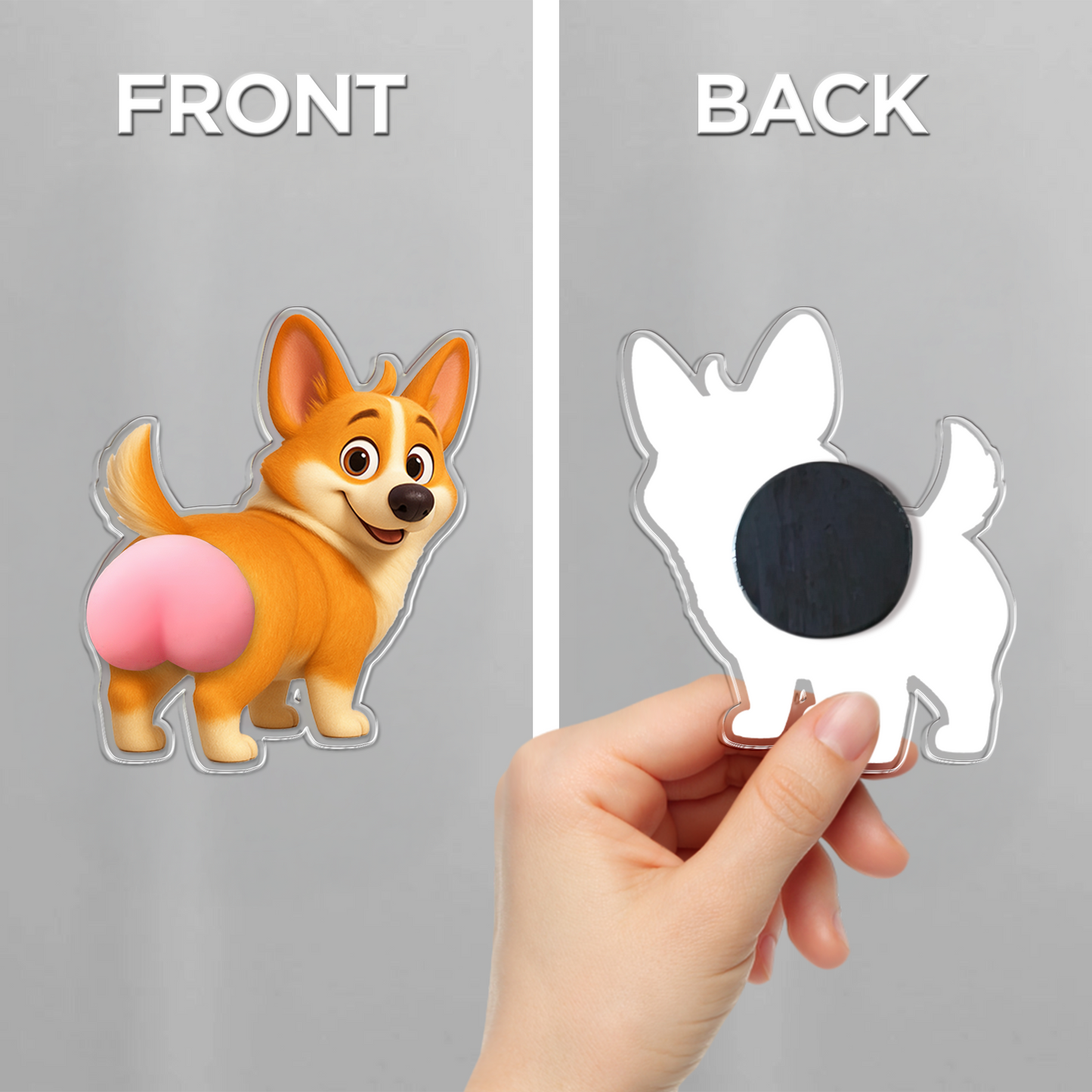 Personalized Funny Dog Butt Squishy Belly Fridge Magnet - Custom Squeeze Magnet, Kitchen Decor