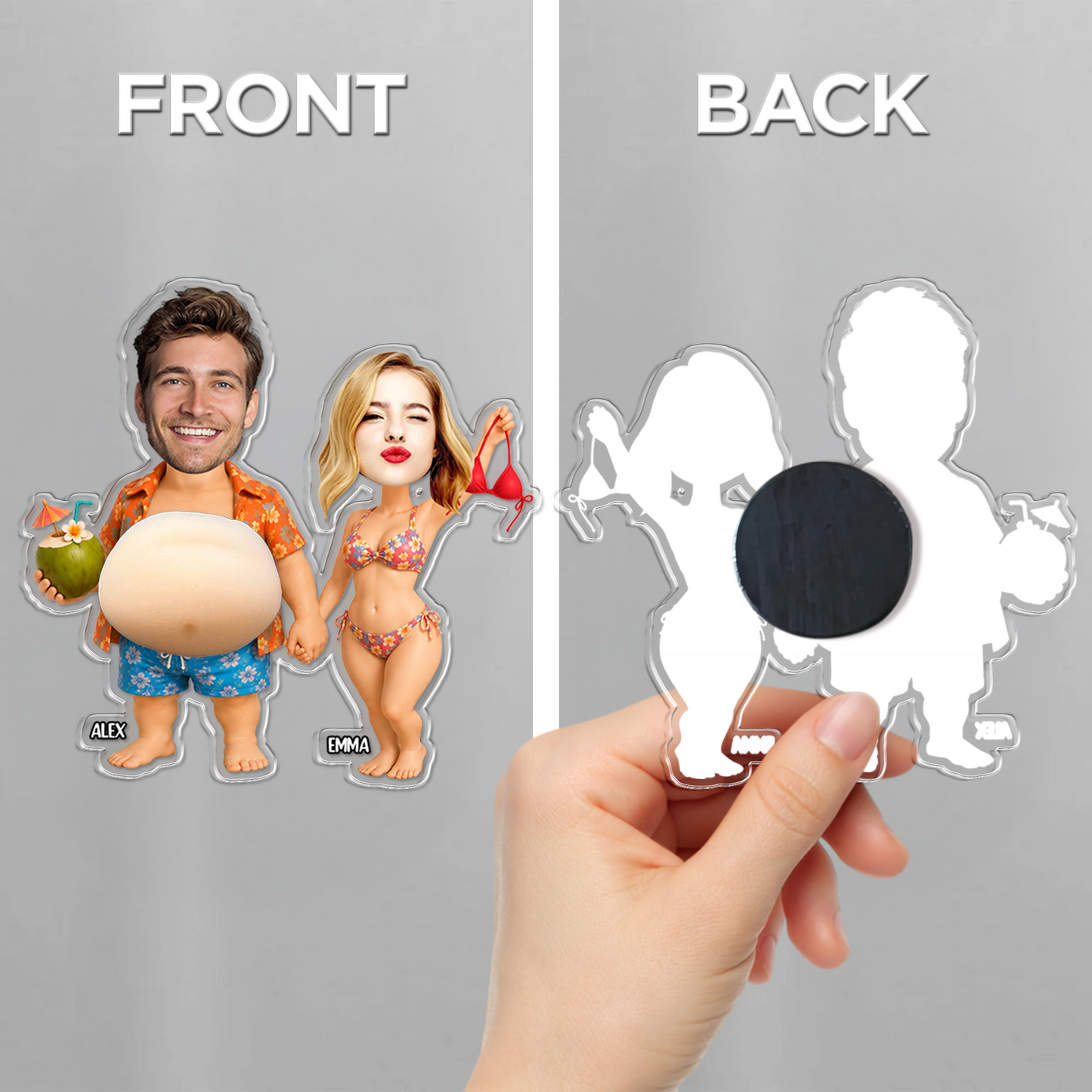 Personalized Funny Couple Fridge Magnet - Custom Photo Squeeze Magnet, Kitchen Decor