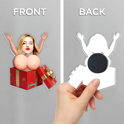 Personalized Funny Christmas Box Squishy Fridge Magnet - Custom Photo Squeeze Magnet, Kitchen Decor