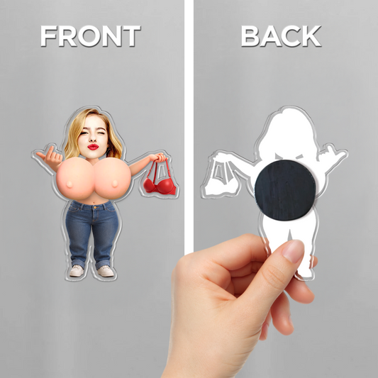 Personalized Funny Mommy Squishy Belly Fridge Magnet - Custom Dad Photo Squeeze Magnet, Kitchen Decor