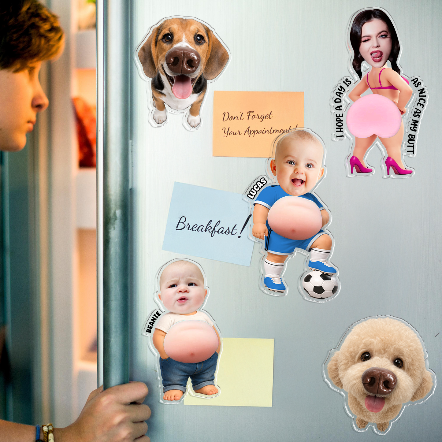 Personalized Funny Fridge Magnet - Custom Photo Squeeze Magnet, Kitchen Decor