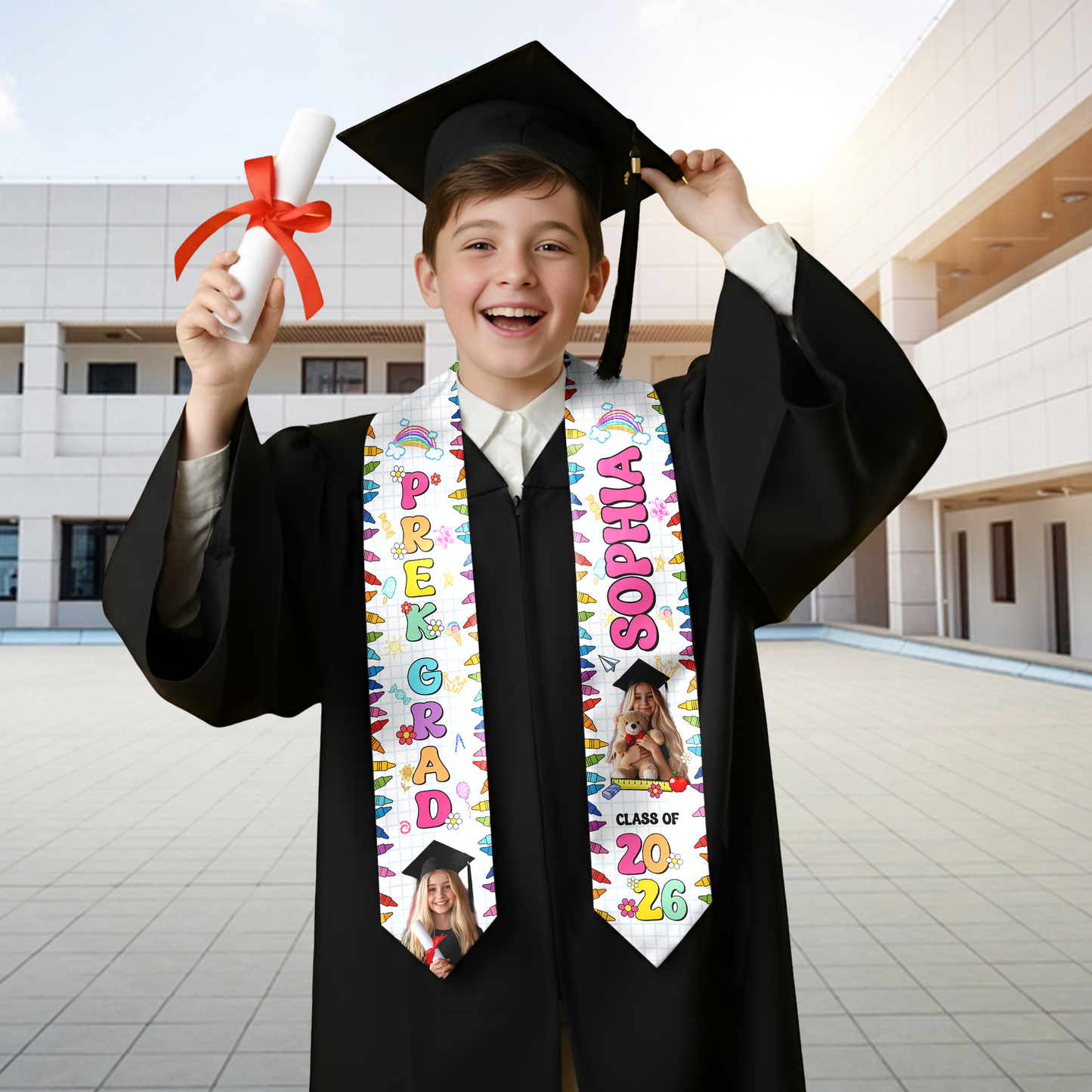 Custom Class of 2026 Kids Stoles Sash - Personalized Kids Graduation Stole