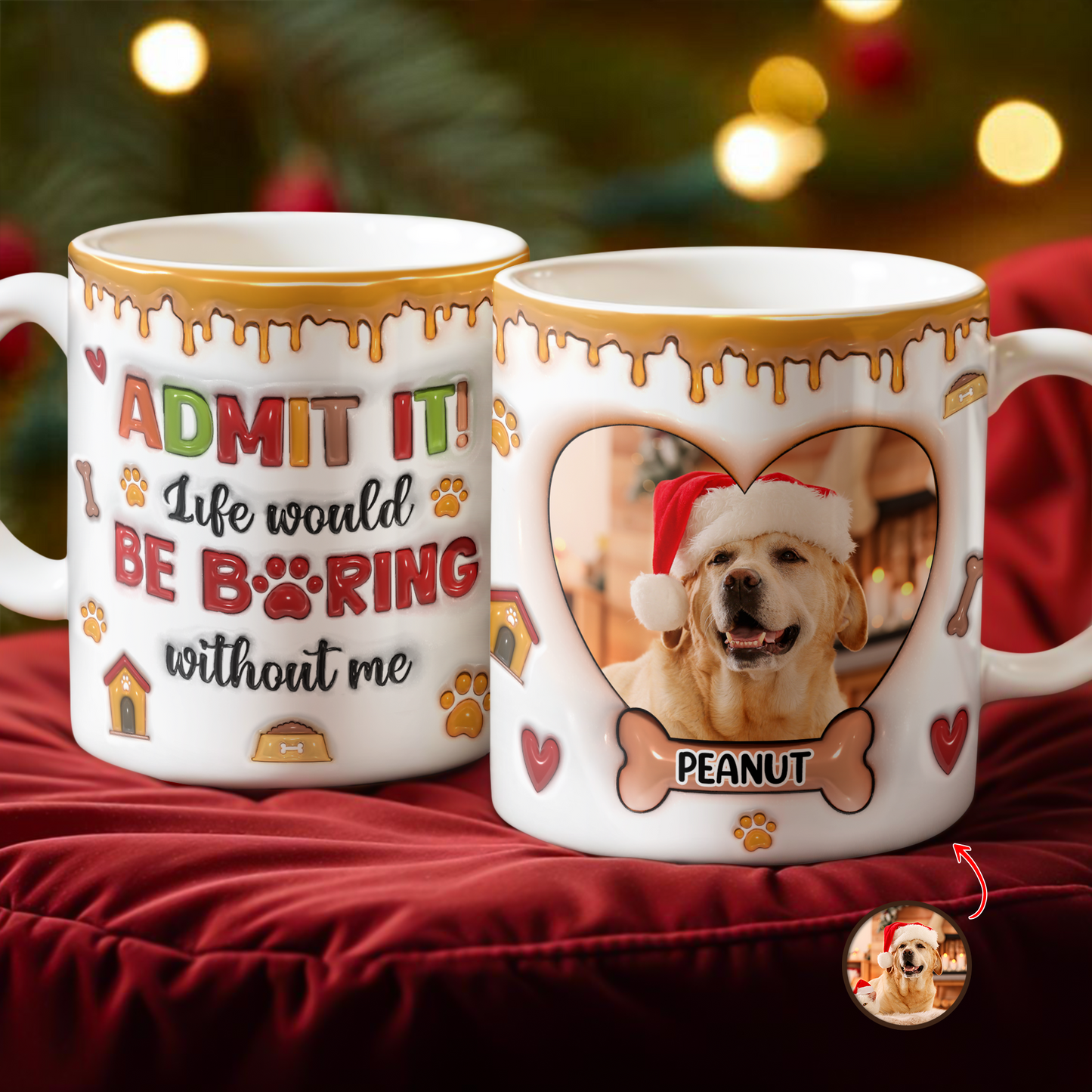 Funny Custom Photo Mug For Pet Lover - Personalized Custom Coffee Mug - 3D Effect