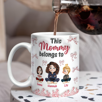 This Grandma Belongs To - Personalized Custom Coffee Mug - 3D Effect