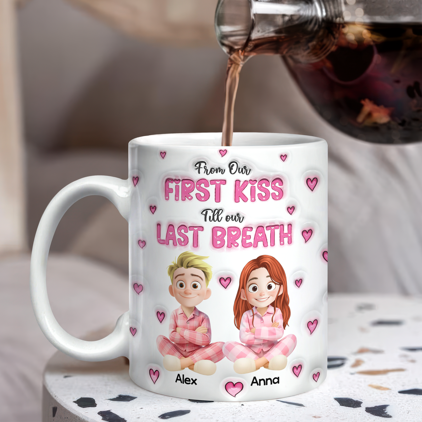 From Our First Kiss - Personalized Custom Coffee Mug - 3D Effect