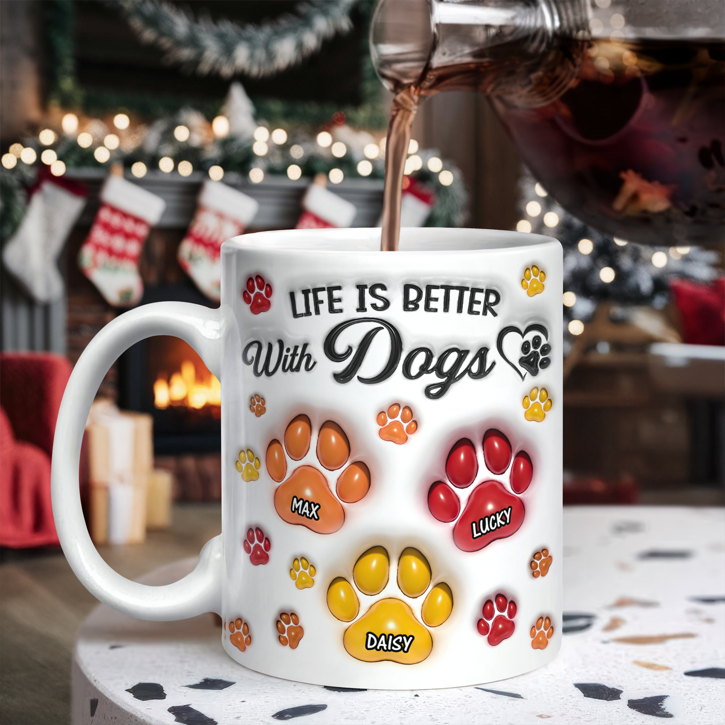 Life Is Better With You Pet Lovers Mug - Personalized Custom Coffee Mug - 3D Effect