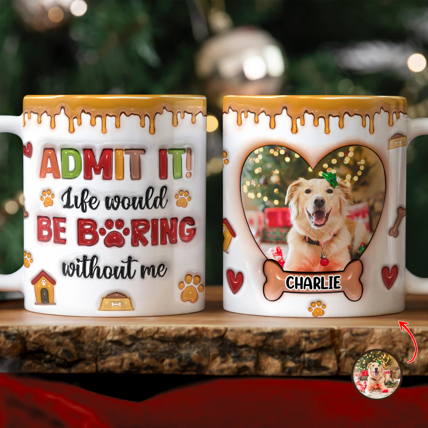 Funny Custom Photo Mug For Pet Lover - Personalized Custom Coffee Mug - 3D Effect