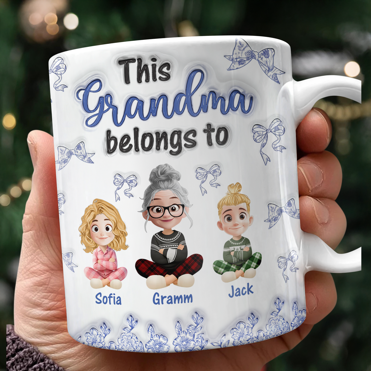 This Grandma Belongs To - Personalized Custom Coffee Mug - 3D Effect