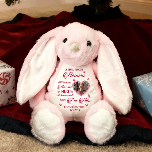 A Hug From Heaven - Memorial Plush Stuffed Bunny Rabbit for Easter Christmas Birthday