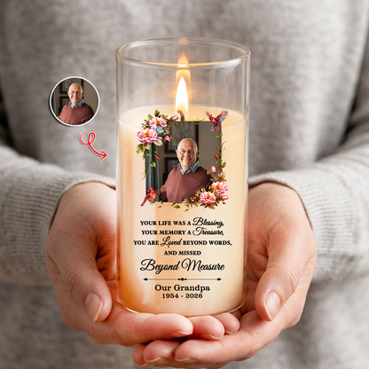 Light Up The World Long After Have Gone Memorial Candle - Personalized Flameless LED Candle
