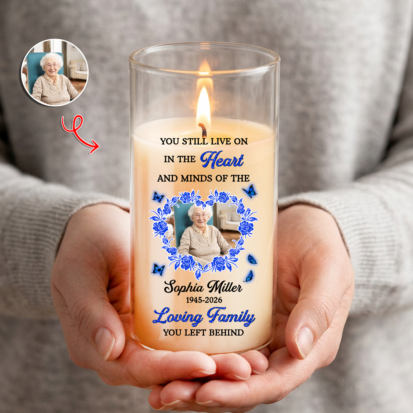 In Loving Memories Custom Memorial Candle - Personalized Flameless LED Candle