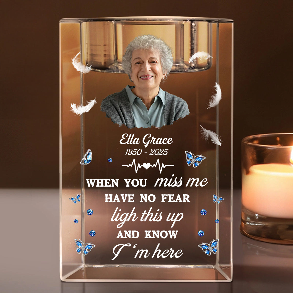 Have No Fear Light This Up - Personalized Crystal Candle Holder