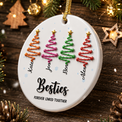 Besties Linked Together - Real 3D Ceramic Ornament