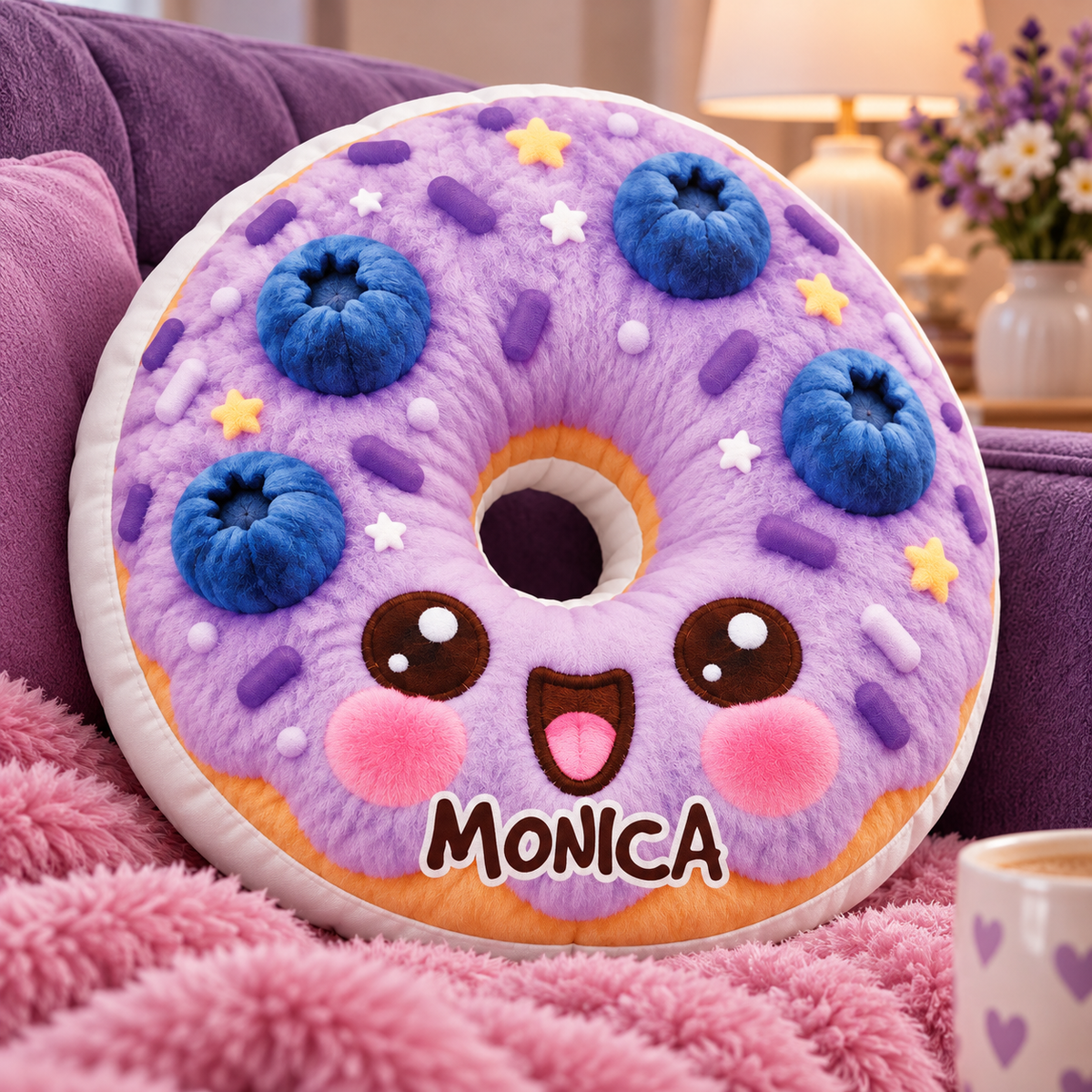 Cute Donut Custom Shaped Pillow - Personalized Custom Pillow - Gifts for Kids