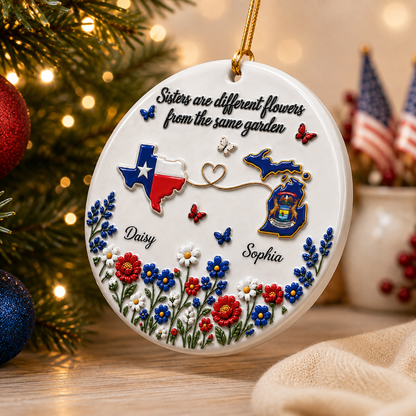 Different Flowers Forever Connected - Real 3D Ceramic Ornament