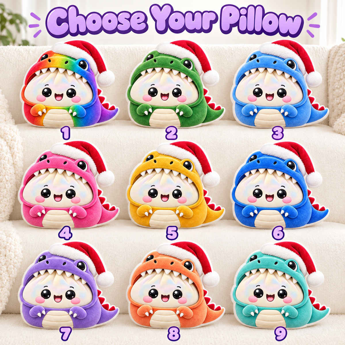 Squishy Funny Dinosaur Dumpling Custom Shaped Pillow - Personalized Custom Pillow - Gifts for Kids