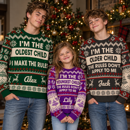 Oldest Middle Youngest Child Ugly Sweater - Personalized All-Over-Print Sweatshirt - Wool Sweater