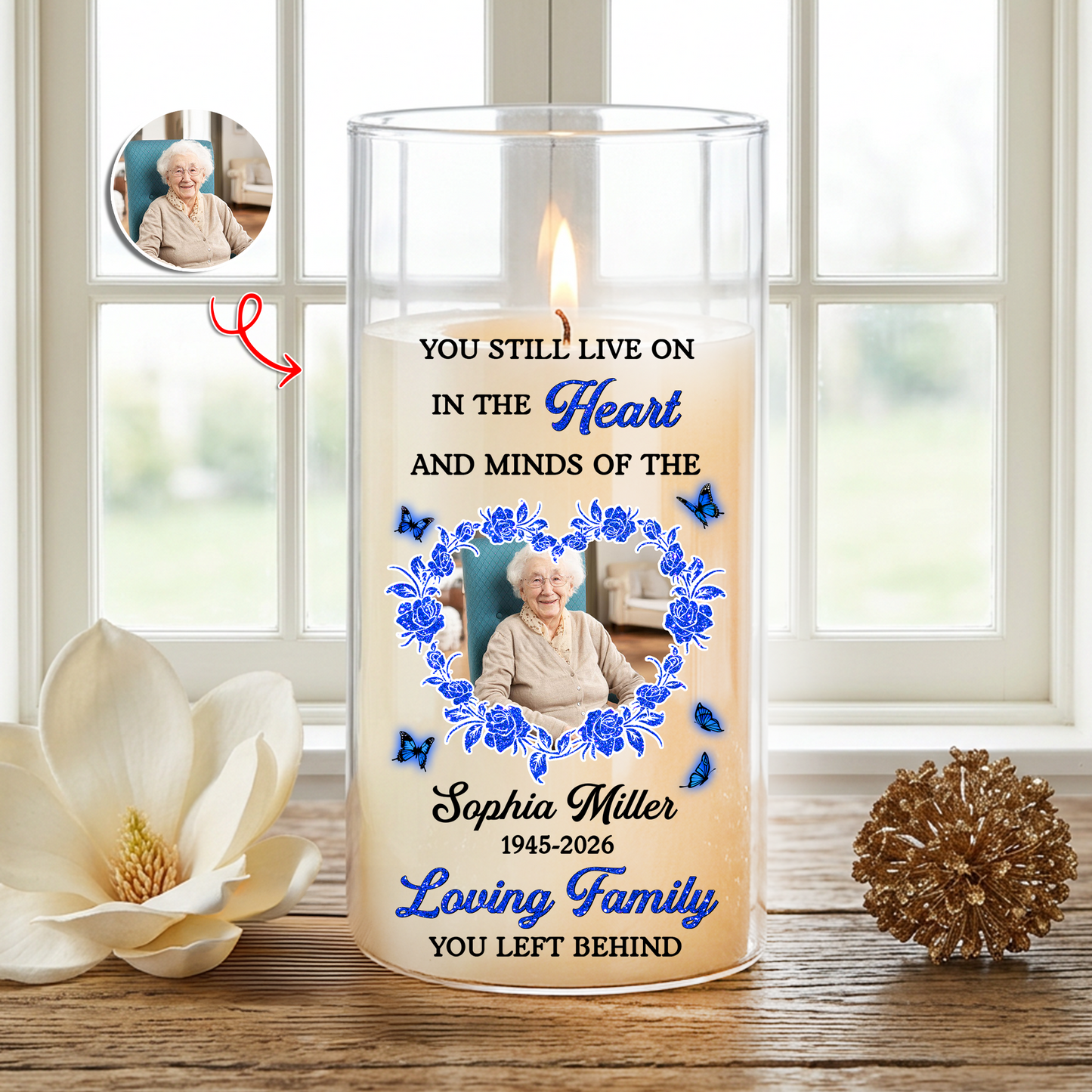 In Loving Memories Custom Memorial Candle - Personalized Flameless LED Candle
