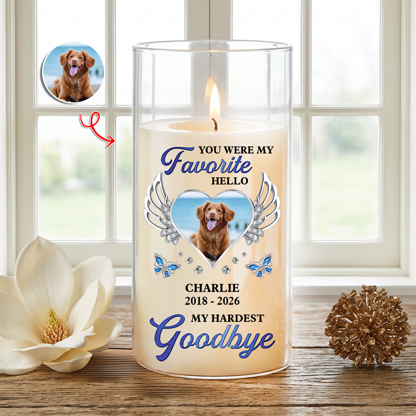 Your Wings Were Ready But My Heart Was Not Memorial Candle - Personalized Flameless LED Candle