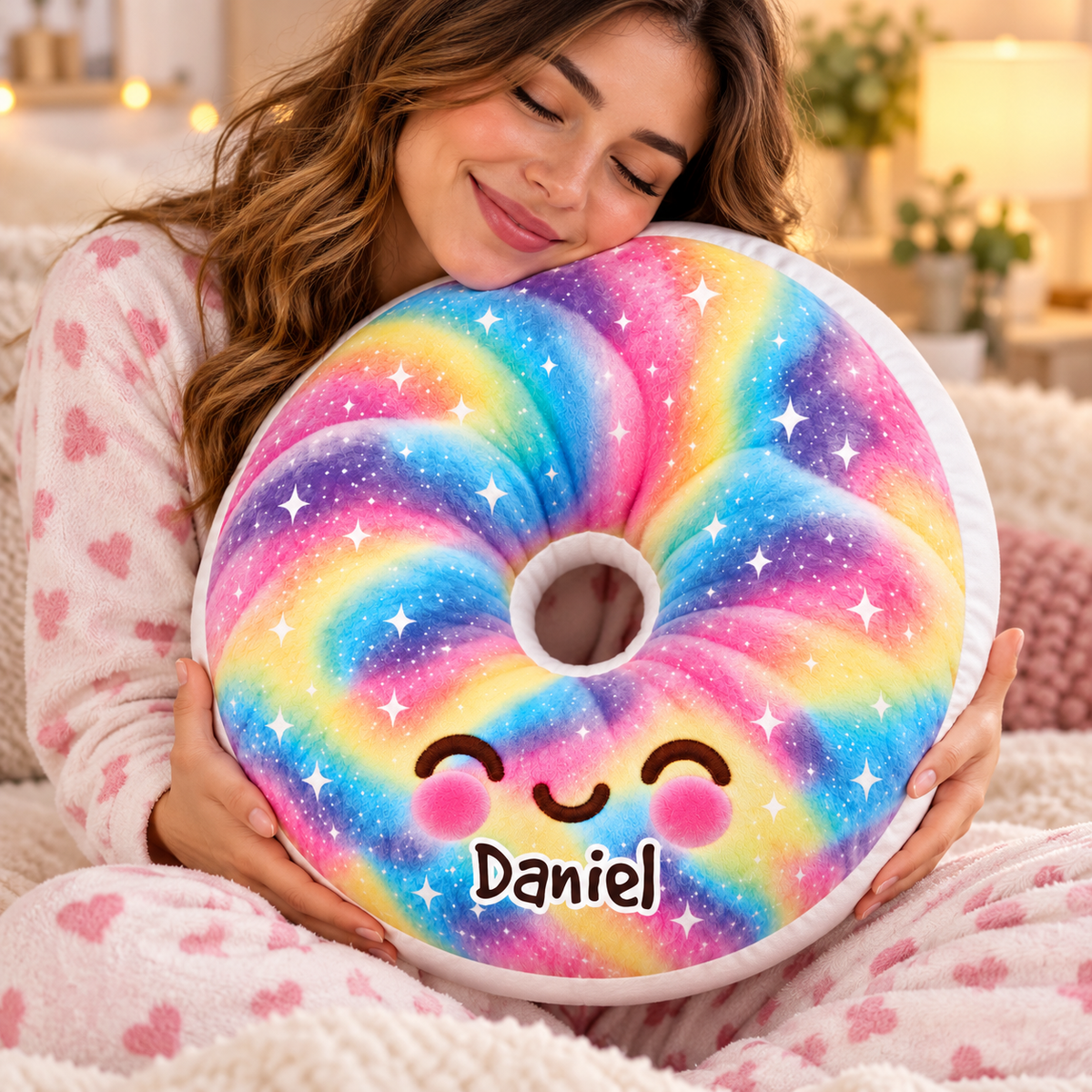 Cute Donut Custom Shaped Pillow - Personalized Custom Pillow - Gifts for Kids