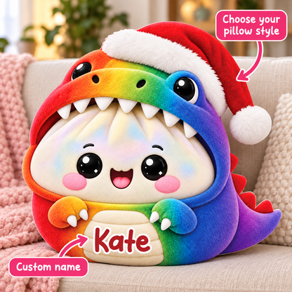 Squishy Funny Dinosaur Dumpling Custom Shaped Pillow - Personalized Custom Pillow - Gifts for Kids