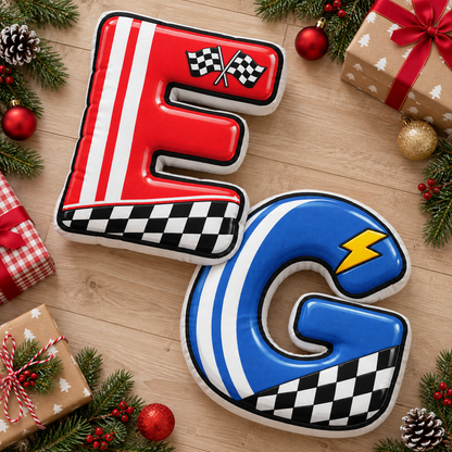 Racing Car Alphabet Custom Shaped Pillow - Personalized Gifts for Kids