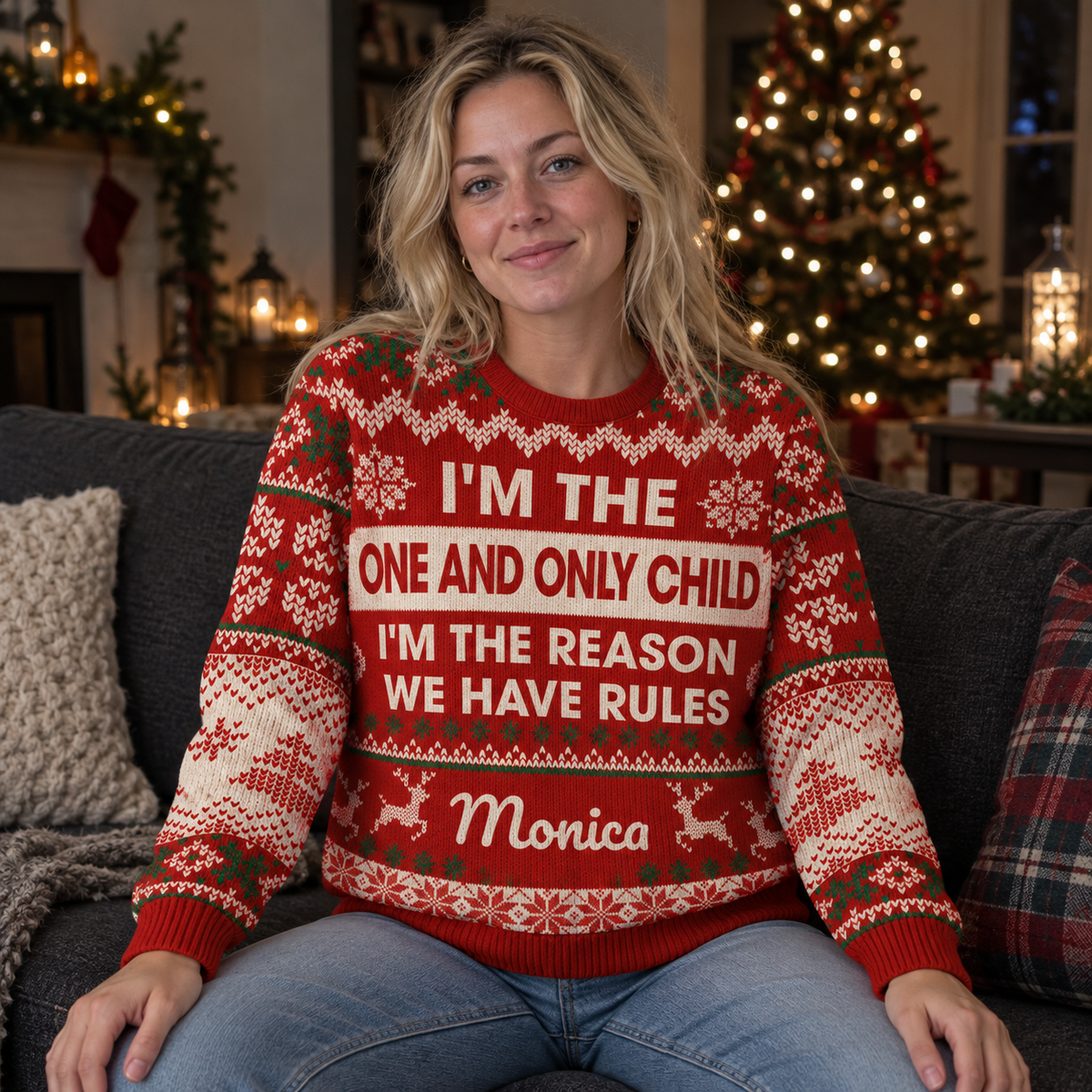 Oldest Middle Youngest Child Ugly Sweater - Personalized All-Over-Print Sweatshirt - Wool Sweater