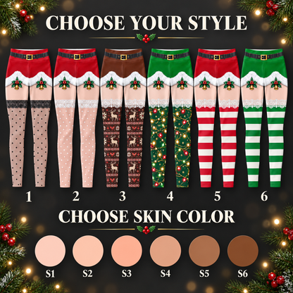 Custom Festive Christmas Santa Leggings for Women - Funny Christmas Gift For Her - Personalized  Leggings