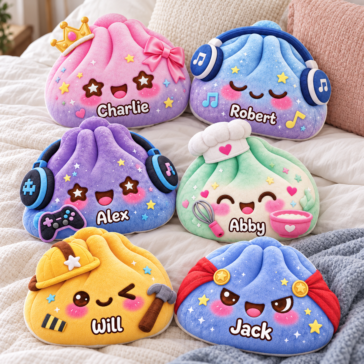 Dumpling Squishy Hobbies Custom Shaped Pillow - Personalized Custom Pillow - Gifts for Kids