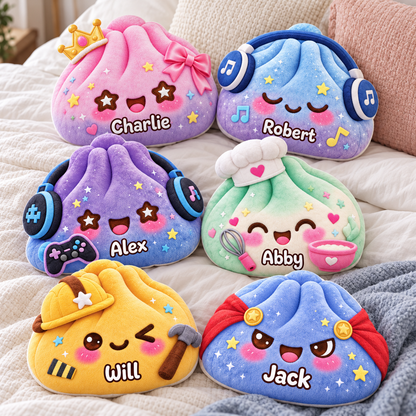 Dumpling Squishy Hobbies Custom Shaped Pillow - Personalized Custom Pillow - Gifts for Kids