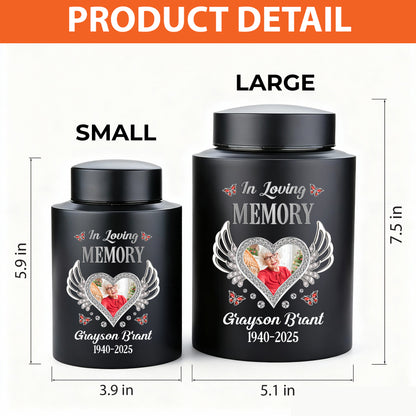 In Loving Memory Always With You - Keepsake Wings Urn for Ashes - Stainless Steel Urn