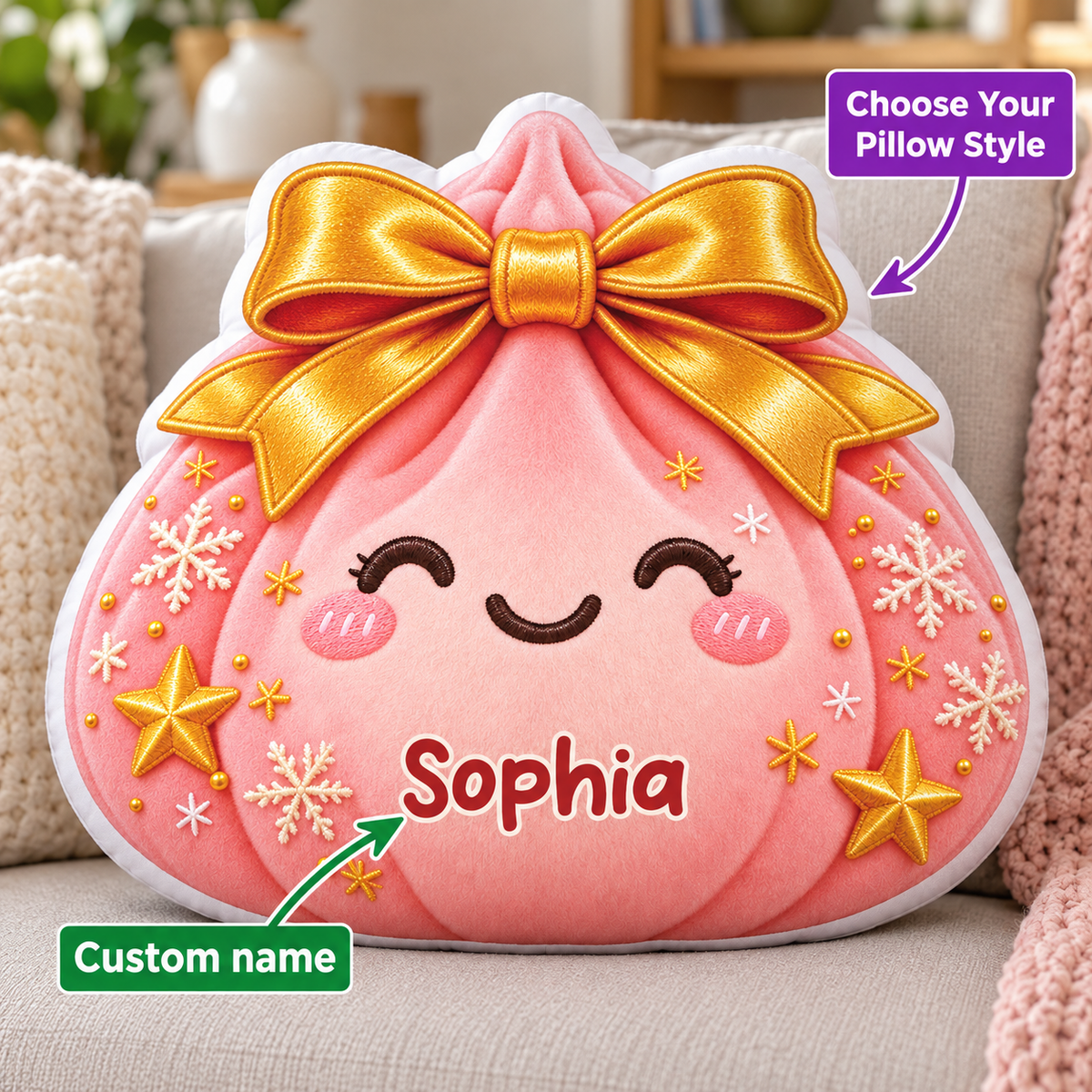 Christmas Dumpling Custom Shaped Pillow - Personalized Custom Pillow - Gifts for Kids