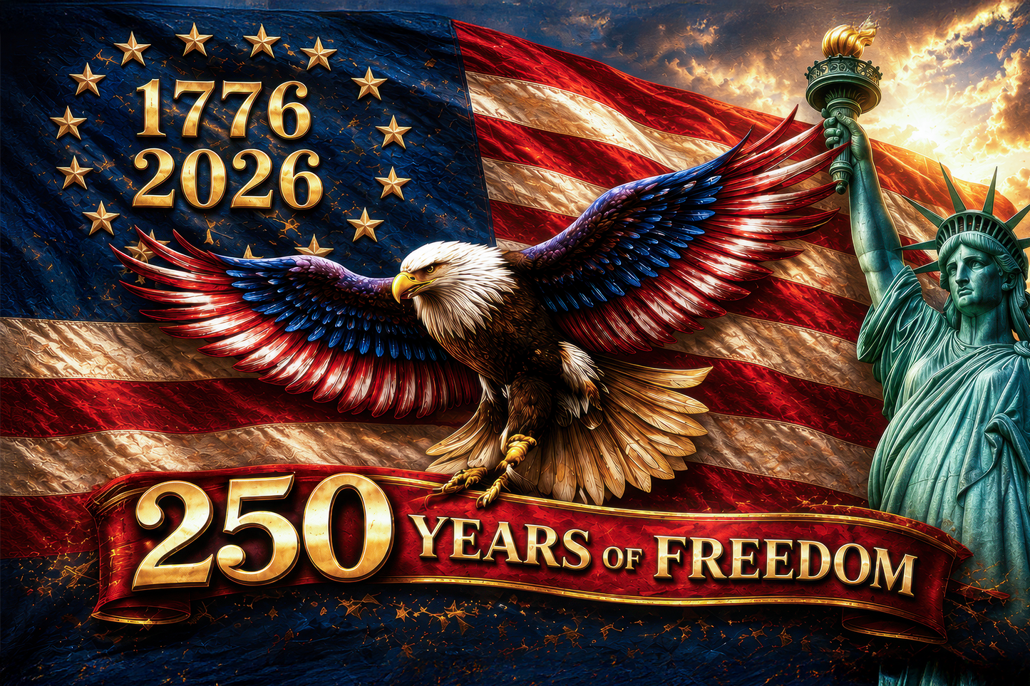 Eagle 250 Years Of Freedom Flag - Semiquincentennial Eagle Flag - Personalized House Flag