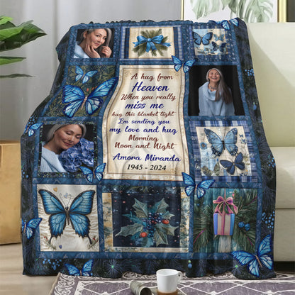 A Hug From Heaven Cardinal - Memorial Personalized Custom Blanket - Sympathy Gift