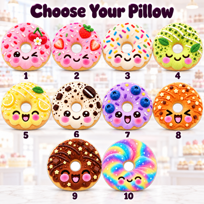 Cute Donut Custom Shaped Pillow - Personalized Custom Pillow - Gifts for Kids