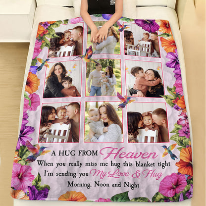 Flower Hug From Heaven Our Family - Memorial Personalized Custom Blanket - Sympathy Gift