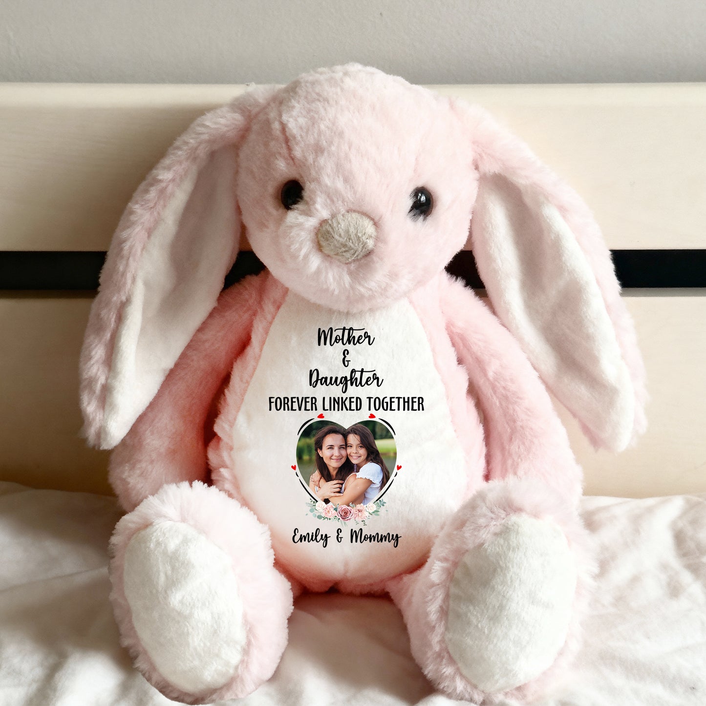 A Bond That Time Can’t Break Custom Photo - Personalized Custom Bunny Plush
