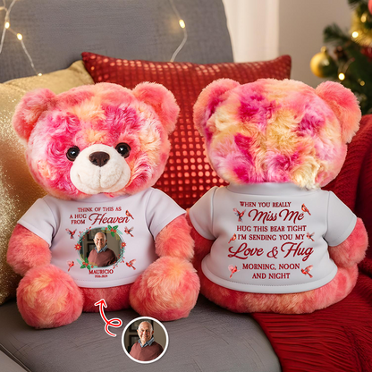 A Christmas Hug From Heaven personalized memorial teddy bear with glitter wings.