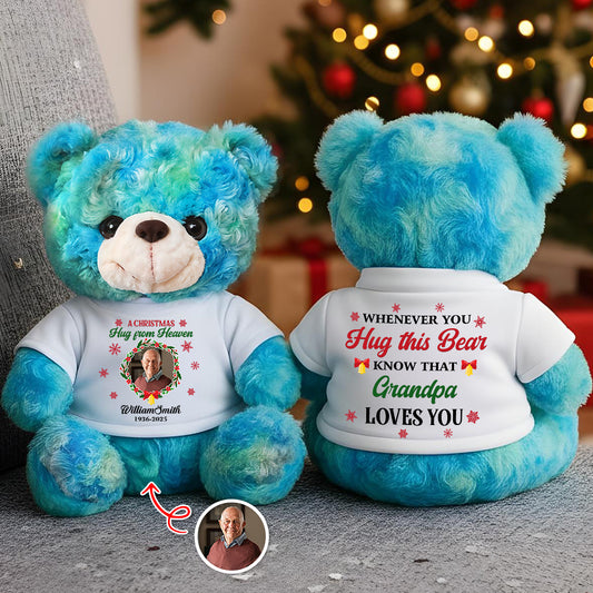 Personalized "A Christmas Hug From Heaven" Memorial Teddy Bear Plush.