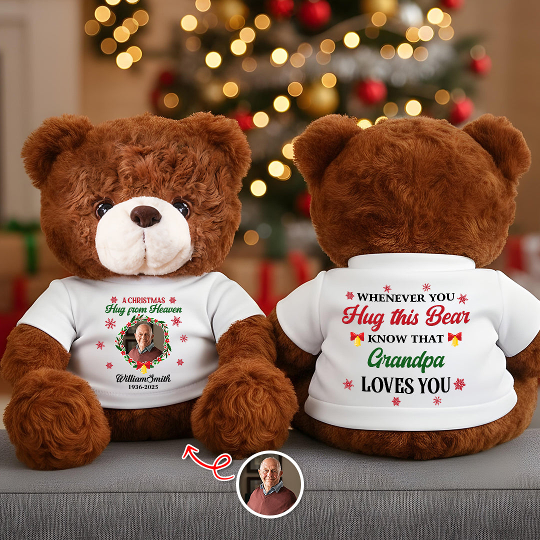 Personalized "A Christmas Hug From Heaven" Memorial Teddy Bear Plush.