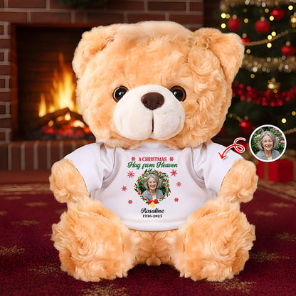 Personalized "A Christmas Hug From Heaven" Memorial Teddy Bear Plush.