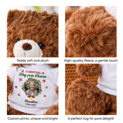 Personalized "A Christmas Hug From Heaven" Memorial Teddy Bear Plush.