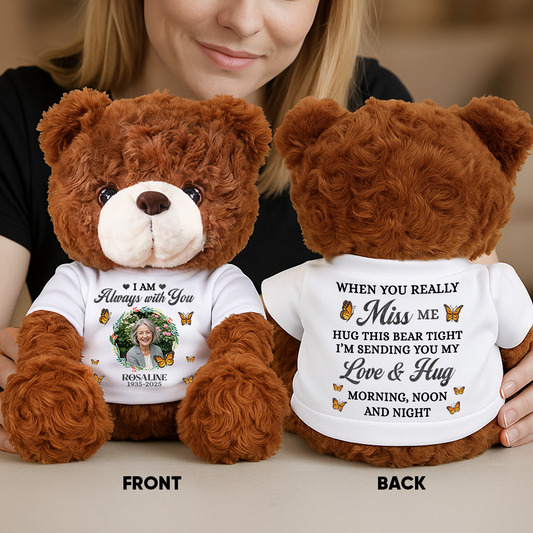 Personalized teddy bear plush "A Cuddle From Heaven Wreath" custom gift.