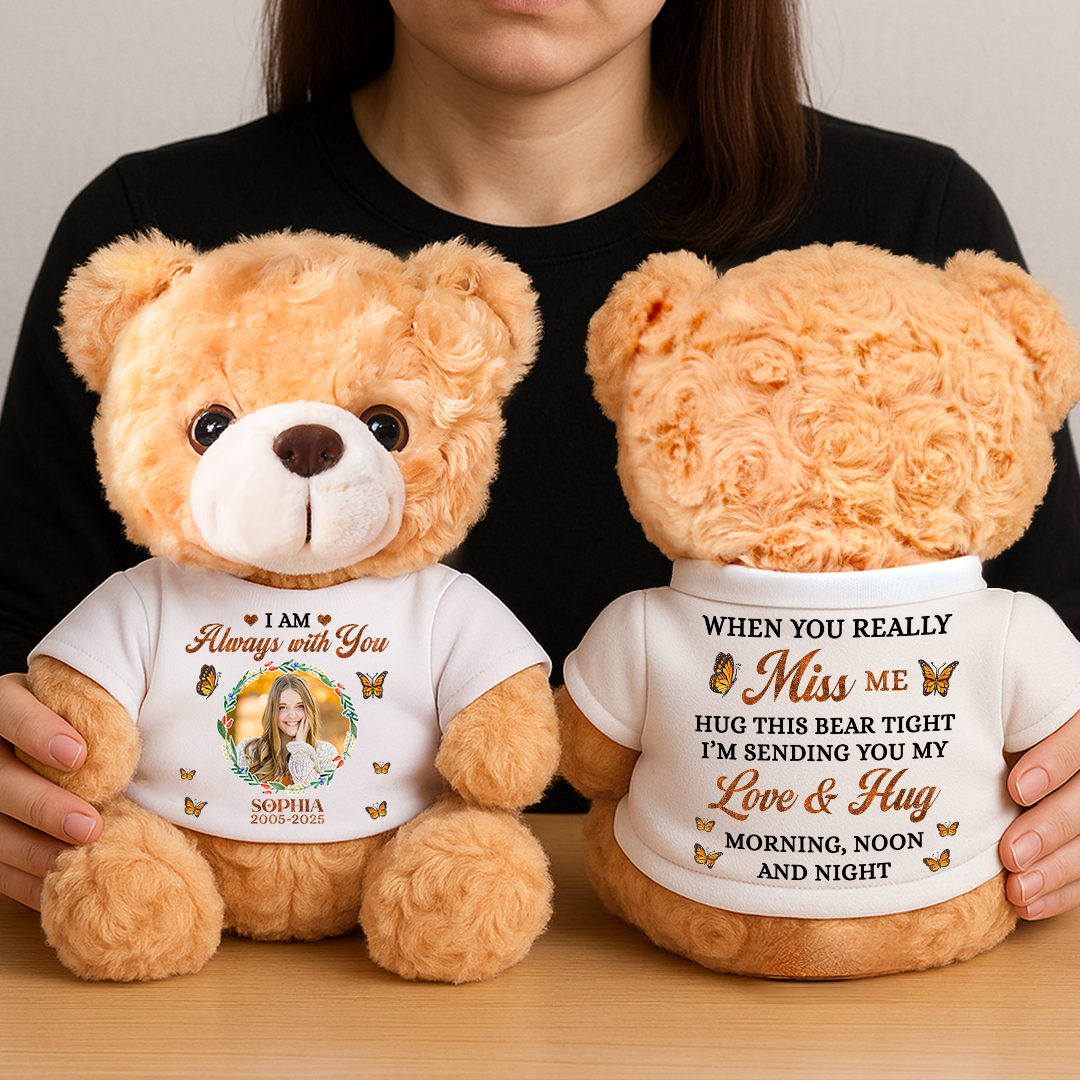 Personalized teddy bear plush "A Cuddle From Heaven Wreath" custom gift.