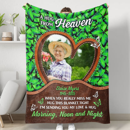 A Heart From Heaven Butterfly Memorial Blanket: Personalized sympathy gift.