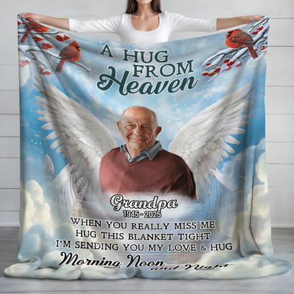 A Hug From Heaven Angel Wings Memorial Personalized Blanket