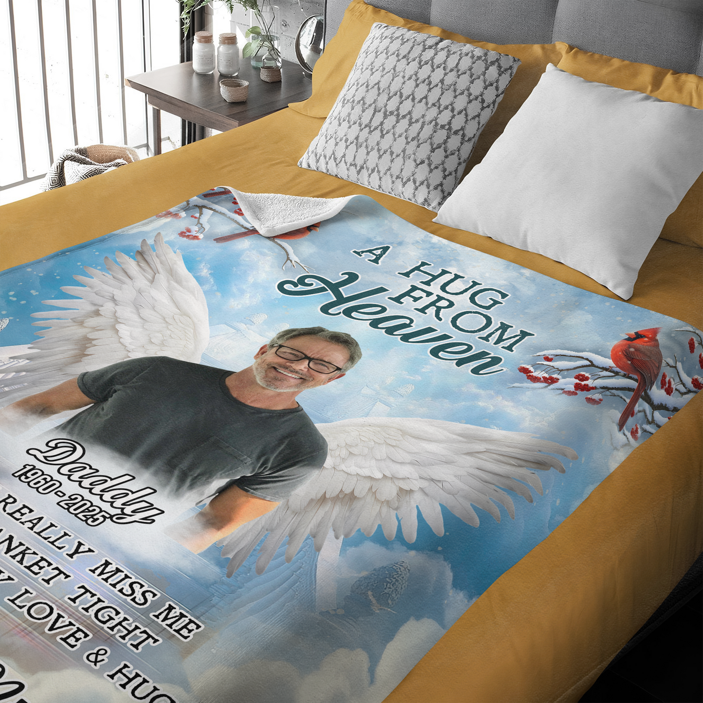 A Hug From Heaven Angel Wings Memorial Personalized Blanket